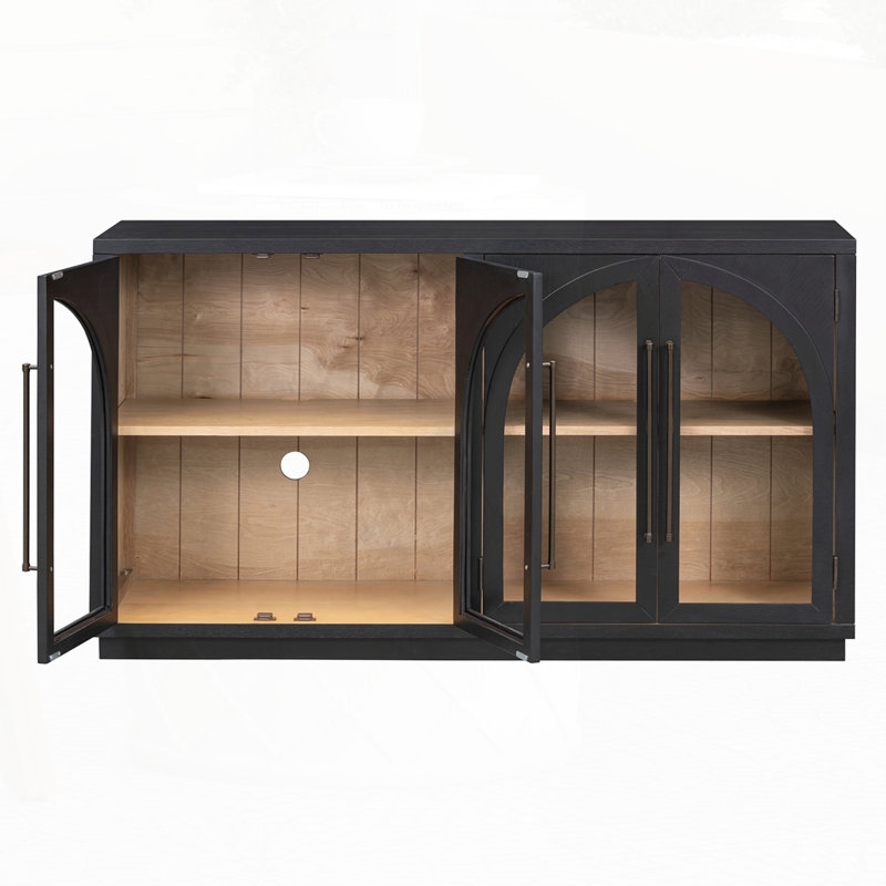 Buffet à 4 portes avec rangement, Noir