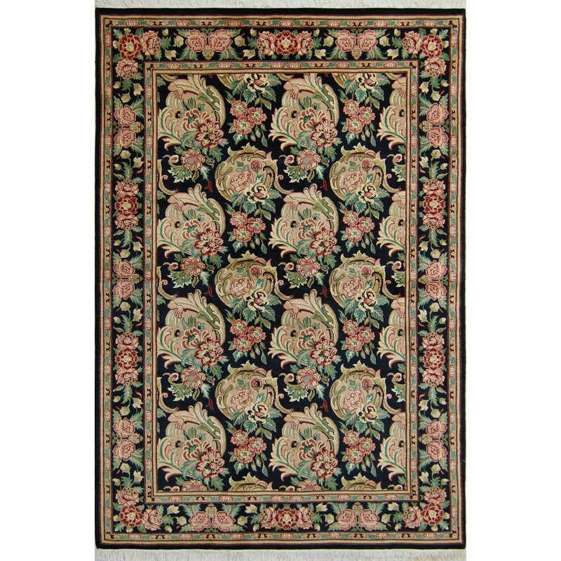 Tapis fabriqué à la main pak-persan Valerie - noir - brun clair, 6 pi 2 po x 9 pi 4 po