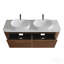 Meuble-lavabo de 60 po avec lavabo, armoire murale en noyer avec porte-serviettes gratuit, conception de deux lavabos en céramique à rayures ovales blanches, sans drain ni robinet, pré-assemblé-595873978-595873972