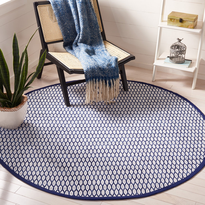 Tapis géométrique en coton tissé à la main Modena, Rond 6 pi