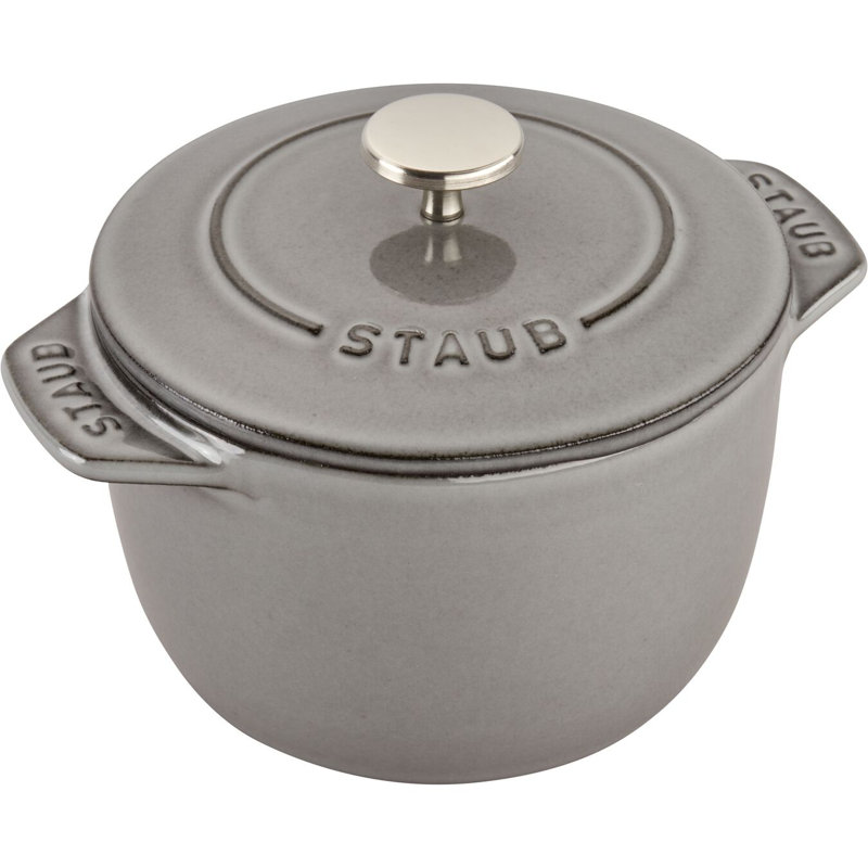 Staub Cast Iron 1.84-qt Petite French Oven, Graphite Gray, .77 quarts