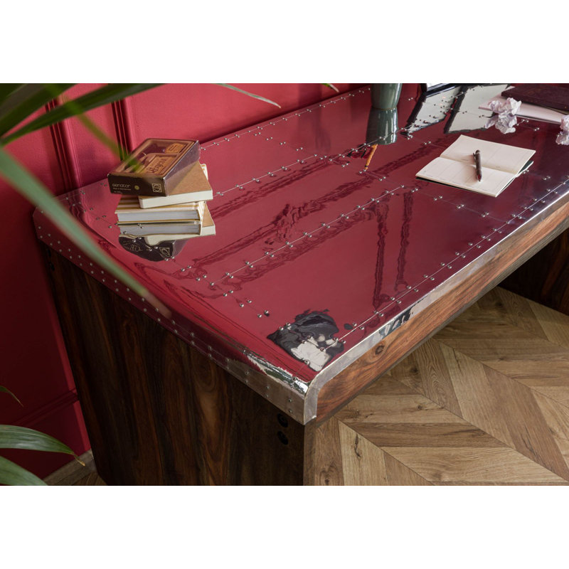 Tambora Solid Wood Writing Desk, Grey