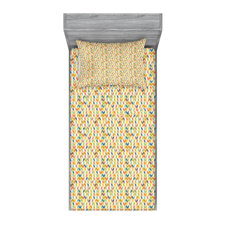 Microfiber Chevron Sheet Set, Twin XL Sheet Set with Fitted Sheet