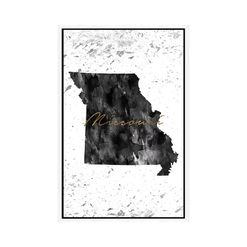 Missouri Black And White Gold - Print on Canvas, White Framed, 66.04 cm H x 45.72 cm W