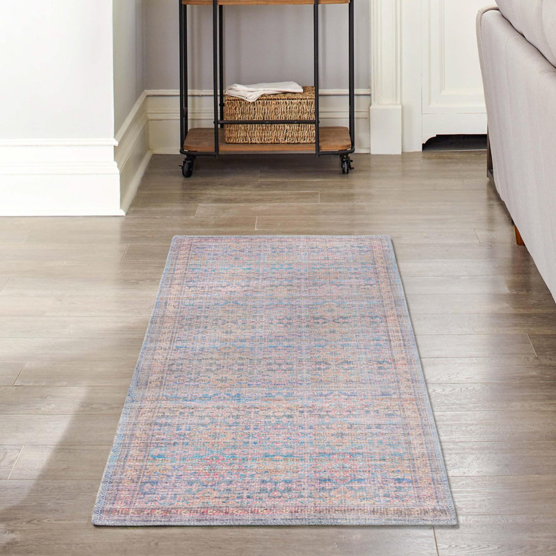 Tapis bleu tissé à la machine Hadsell, Tapis de couloir 2 pi x 6 pi