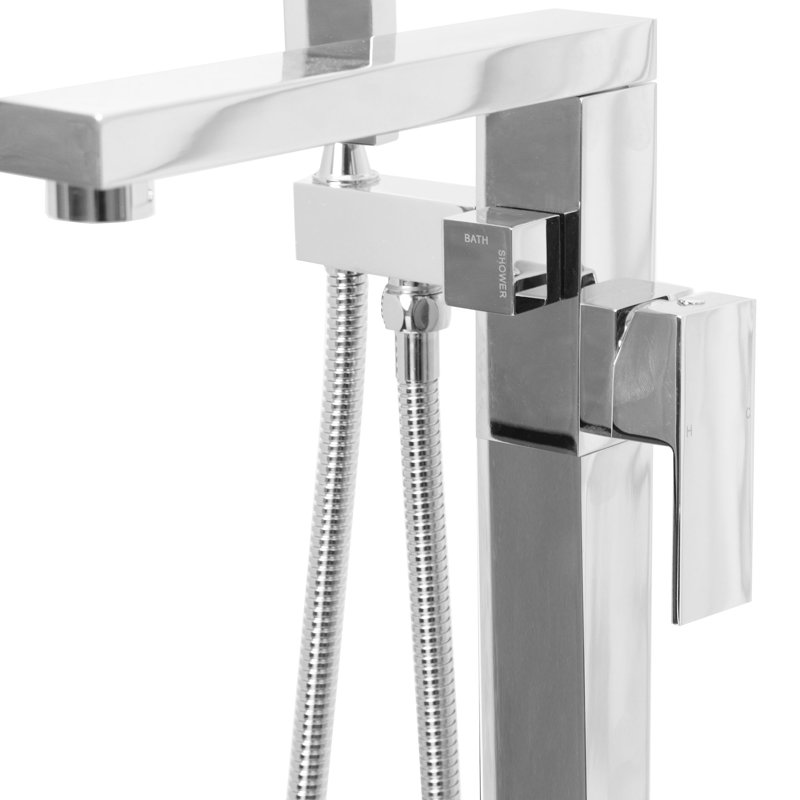 Bec de baignoire fixé au sol, Chrome poli