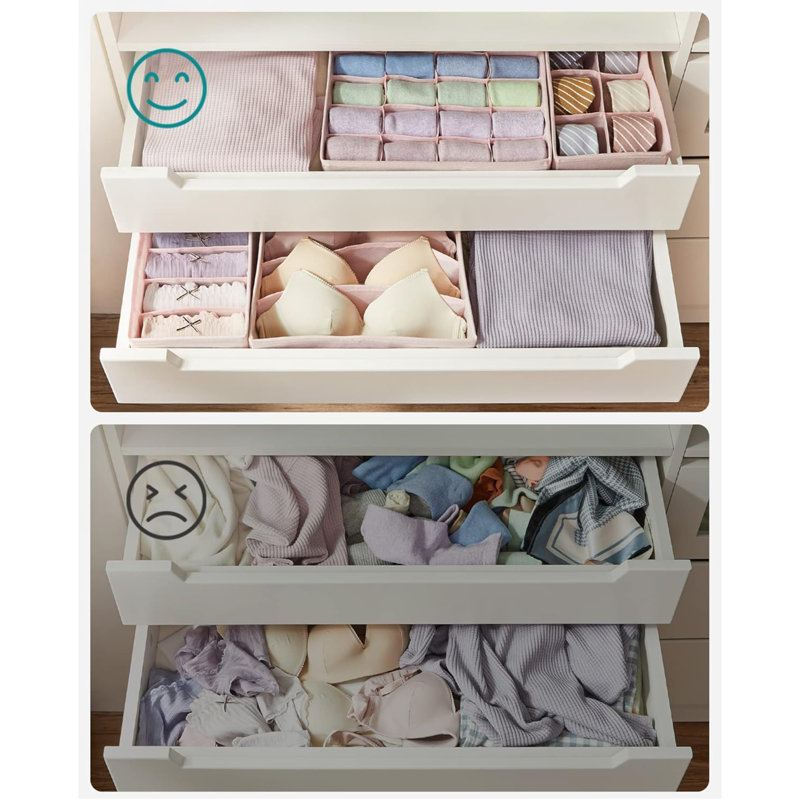 Set Of 4 Underwear Drawer Organisers, Drawer Dividers, Foldable, For Bras Undies Socks Ties, Fabric Storage Boxes For Closet Wardrobe Shelves