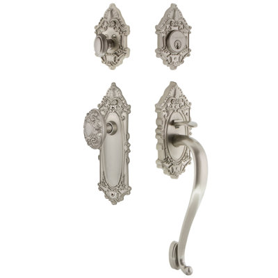 Grande Victorian Handleset with Single Cylinder Deadbolt and S Grip with Grande Victorian Knob