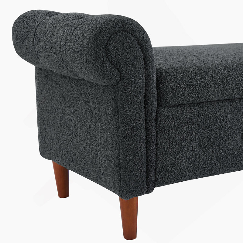 Tabouret de rangement rectangulaire multifonctionnel, Noir