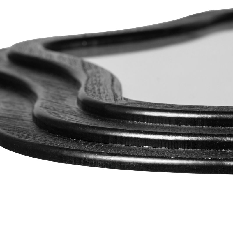 33.50"D Modern Black Tripled Wood Frame Wavy Wall Mirror