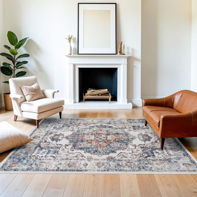 Wide Hallway Rug: Vintage Washable Soft for Living Room Bedroom Water Resistant Carpet with Non-Slip Backing for Entry Kitchen Dining Room Thin Bathroom Floor Mat(Brick)