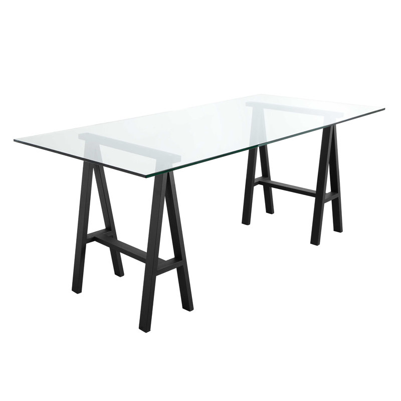 Brady Glass Desk, 30" H x 71" W x 36" D, Black