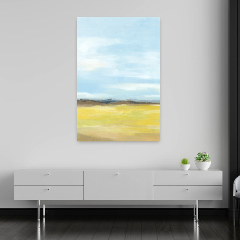 «Expansive Sky Over Open Fields I Abstract Contemporary Landscape Nature», art mural, H 60 po x l 40 po