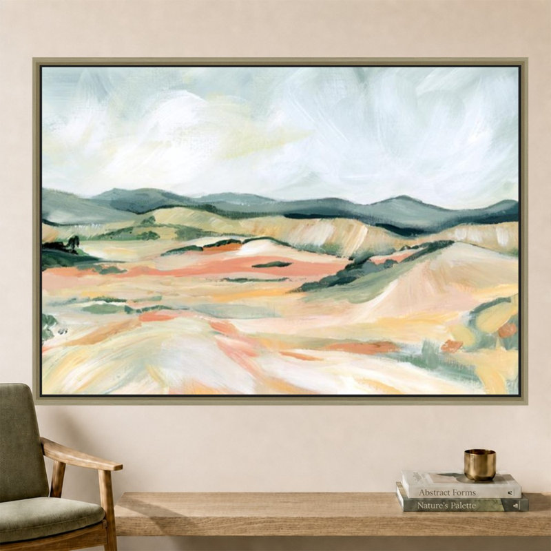 «Vermillion Landscape III» par Katrina Pete - impression sur toile, H 44 po x l 64 po, Champagne