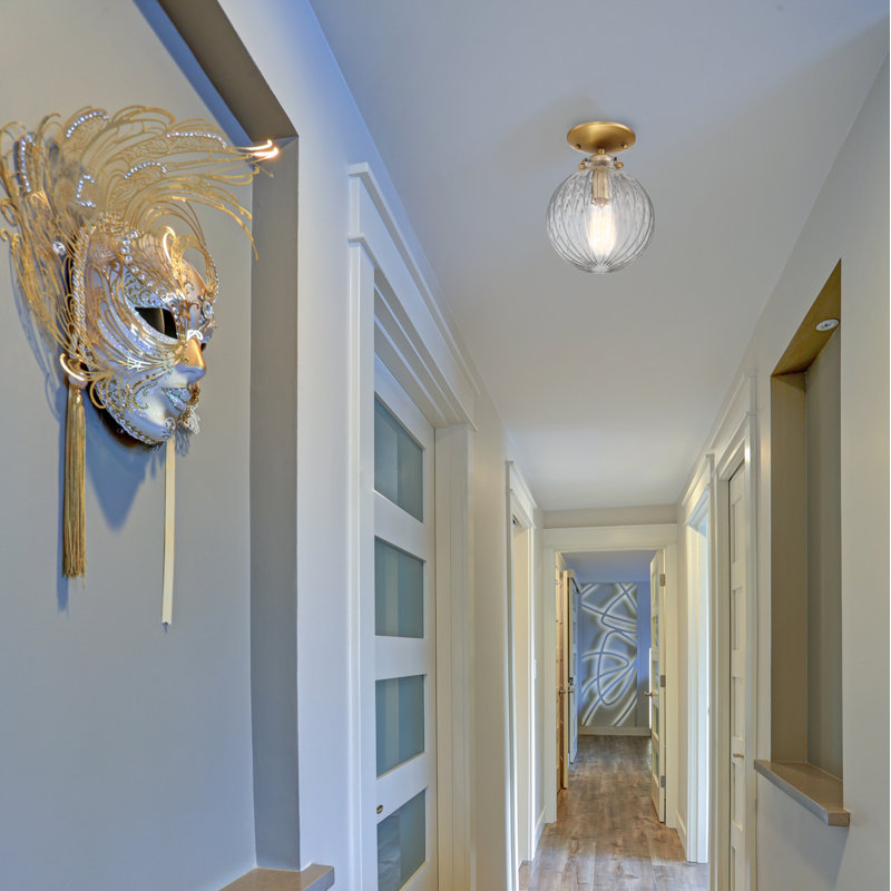 Kaydan 1-Light Dimmable Semi Flush Mount, Natural Brass