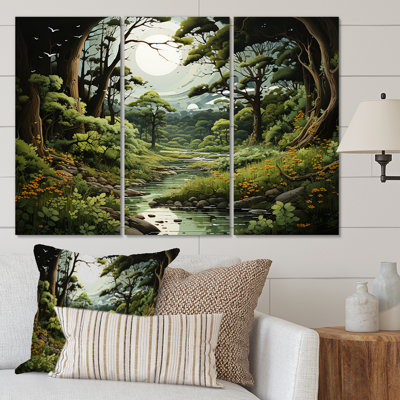 " Forest Whispering Woods Pastoral I " 3 - Pieces