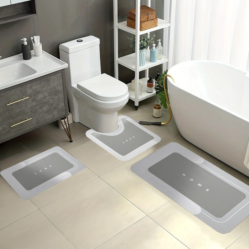 Ensemble de tapis de salle de bain 3 pièces, Gris