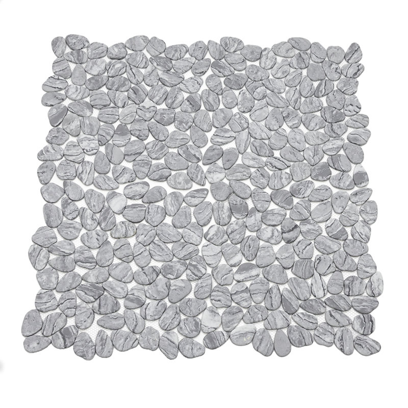 Recycled Cenote Pebble 13" x 13" Glass Wall & Floor Tile, Smoke Gray