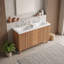 Meuble-lavabo autoportant avec double lavabo en résine SMC, 3 tiroirs, charnières à fermeture en douceur et tablettes réglables