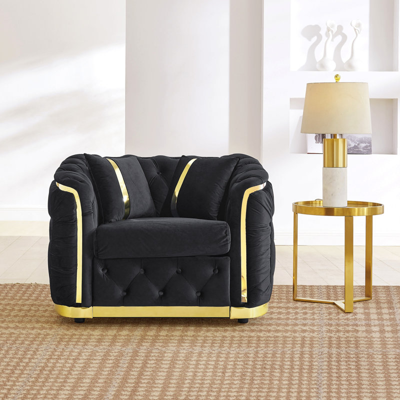 Canapé Chesterfield 40,6 pouces Mid Century, Noir
