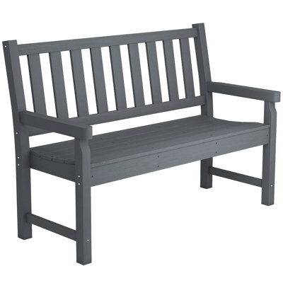 Banc de jardin pour 2 personnes, banc extérieur en Hdpe avec siège incurvé, banc de patio résistant aux intempéries d'une capacité de 530 lb pour la cour, le parc, le porche, la pelouse