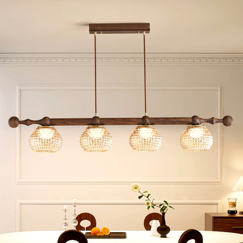 4-head North American black walnut solid wood pendent lights