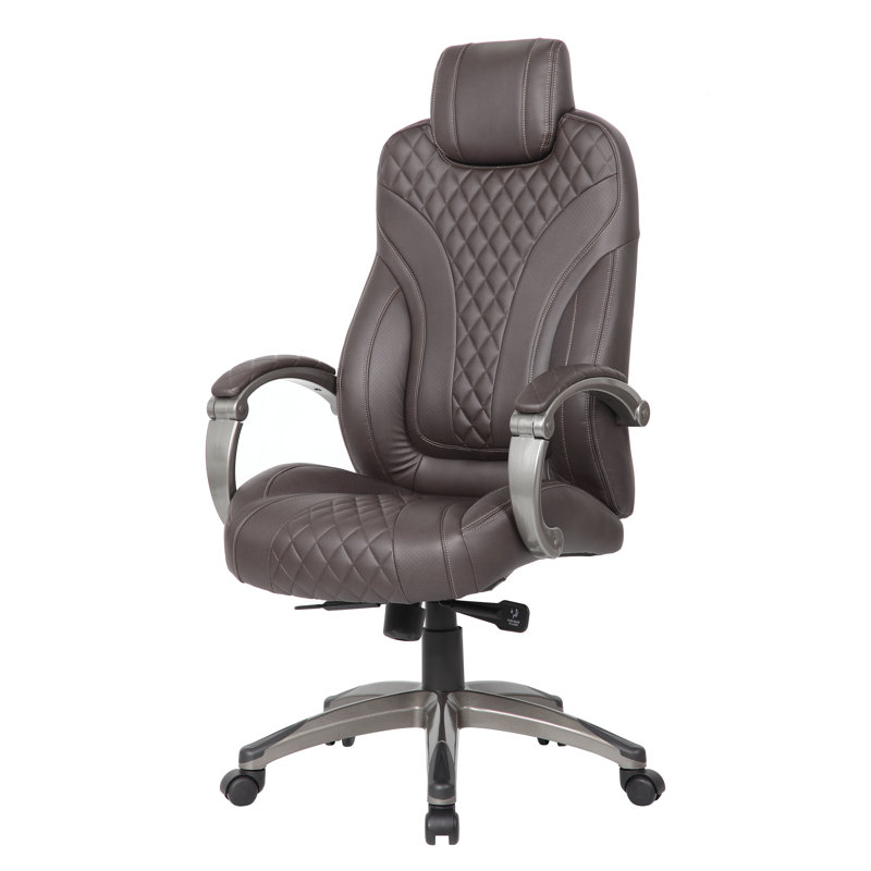 Vinyl Executive Chair, Brown, Pewter
