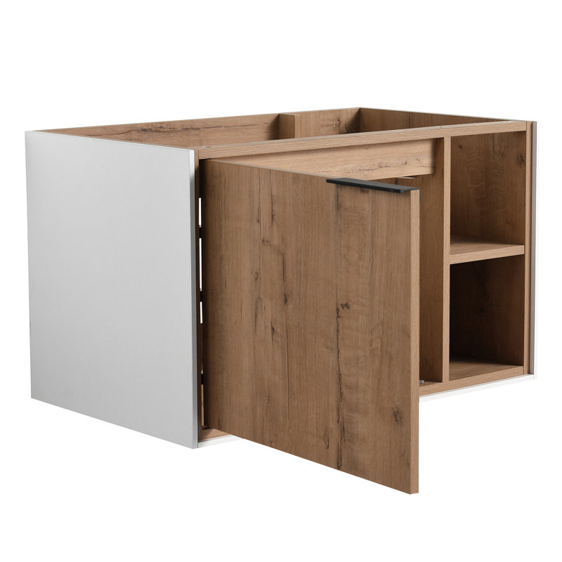 Meuble-lavabo de 30 po, porte à fermeture douce, teinte imitation chêne, style moderne, 1 2 tablettes, armoire de contreplaqué, fixation murale, chêne, fabrication