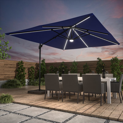 Parasol en porte-à-faux rectangulaire avec leviers à manivelle 138 po x 108 po Sayla inclus