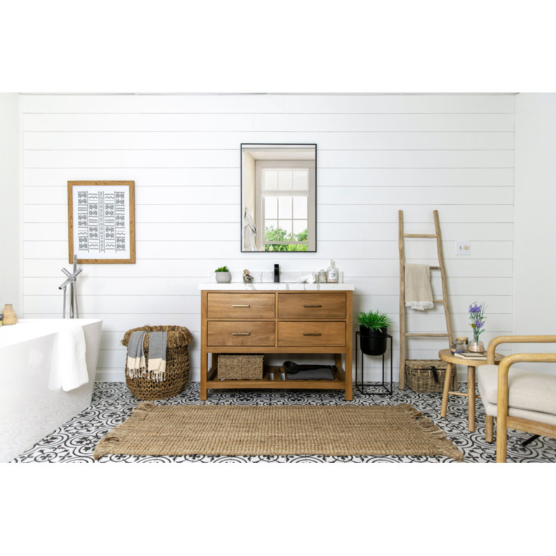 Ensemble de meuble-lavabo simple 48 po, Calacatta, Doré