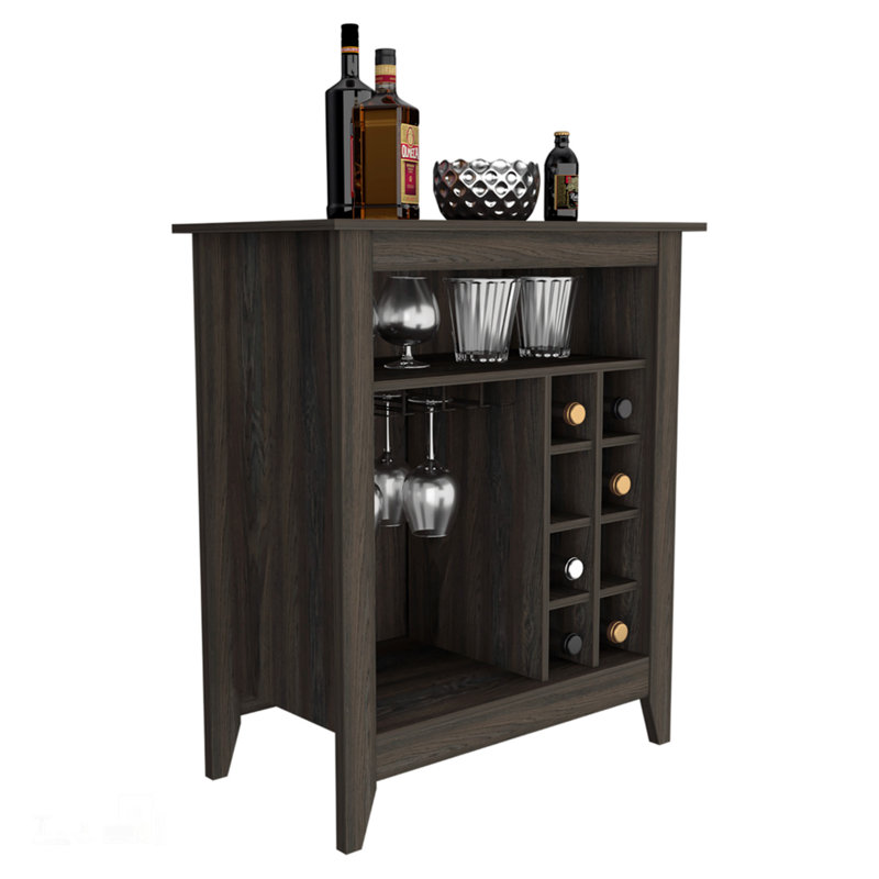 Bar Mojito avec un tiroir ouvert et une tablette, cadre en bois de haute qualité pour le rangement et la présentation