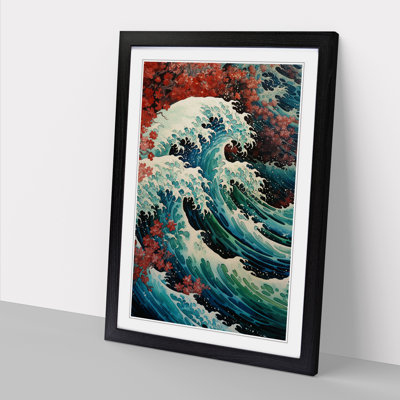 Wave Japanese Renaissance No.2 - Single Picture Frame Print on Wood