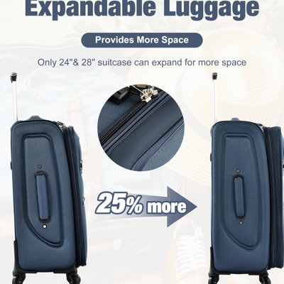 Lightweight Expandable 3 Piece Luggage With Spinner Wheels And Travel Duffel Bag - Trip