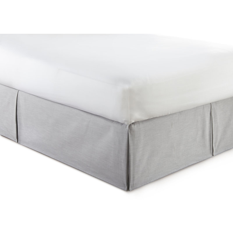 Max Plaid Bed Skirt, 15", Twin, White