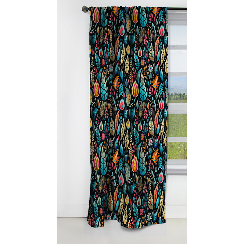 Tribal Frivolity Boho Motif III - Rideau Boho - Rideau occultant abstrait - 1 panneaux, L 52 po x L 120 po