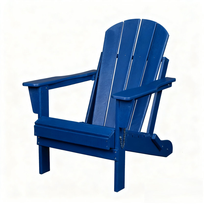 Folding Adirondack Chair, Hdpe Weather Resistant Uv-Resistant Outdoor Patio Chair, Blue