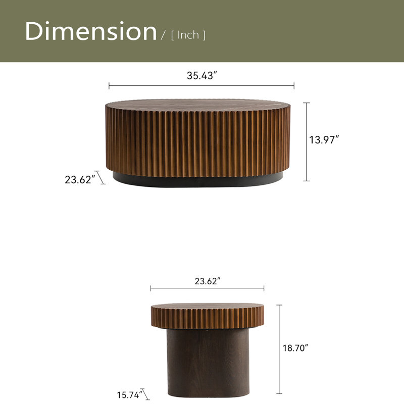 Ensemble de 2 tables basses gigognes rondes Handcraft