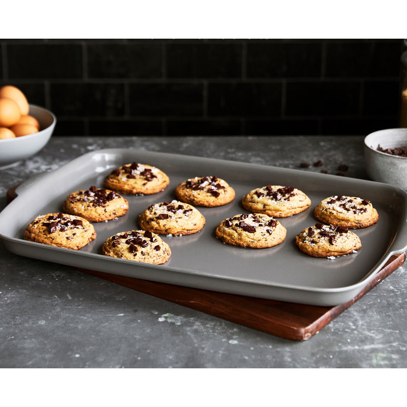 Gray Aluminum Nonstick Quarter Sheet Pan with Handles