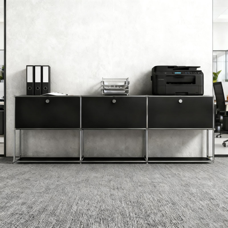 Armoire de rangement moderne et modulaire en métal avec tablettes réglables, organisateur de bureau polyvalent avec portes à fermeture en douceur, armoire en acier robuste pour bureau à domicile, salon, entrée ou cuisine