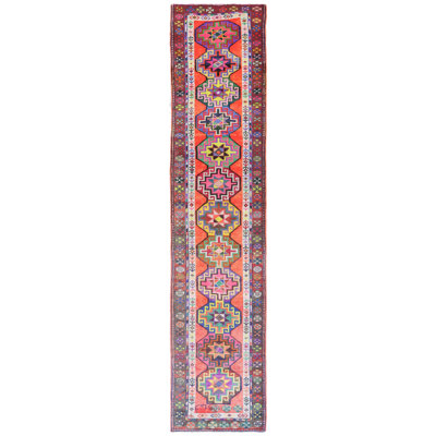Vintage Turkish Village Rugs One-of-a-Kind Runner 2'8" X 11'9" 1970s Runner Area Rug Orange
