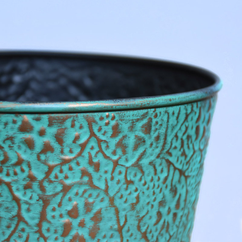 Handmade Metal Pot Planter, Dusy Light Green