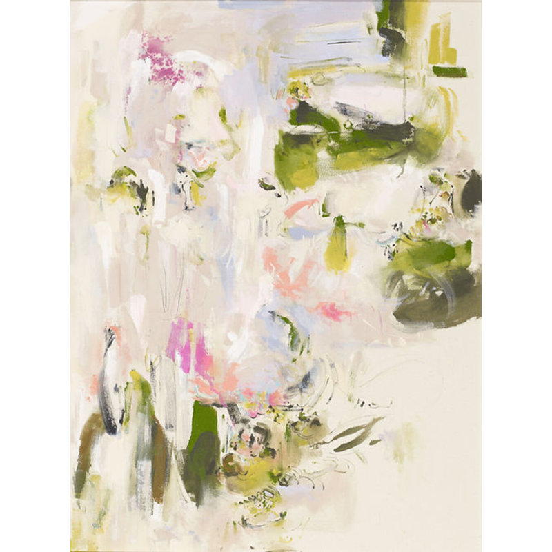 Lily Pond Painting, White Framed