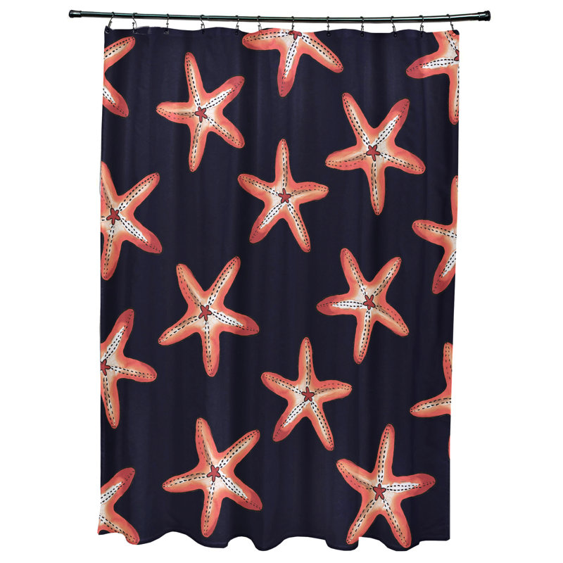 Rideau de douche simple Wilb Abraham, Bleu marine / Corail