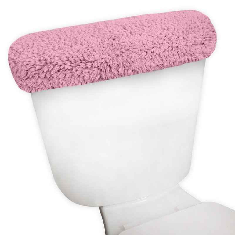 Couvercle de réservoir de toilette 100% coton en peluche avec ajustement élastique, décor décoratif doux pour salle de bain, 10 po x 22 po