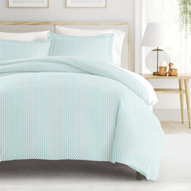 Ensemble de housse de couette Becky Cameron ™, Housse de couette pour grand lit et 2 taies décor, Bleu clair