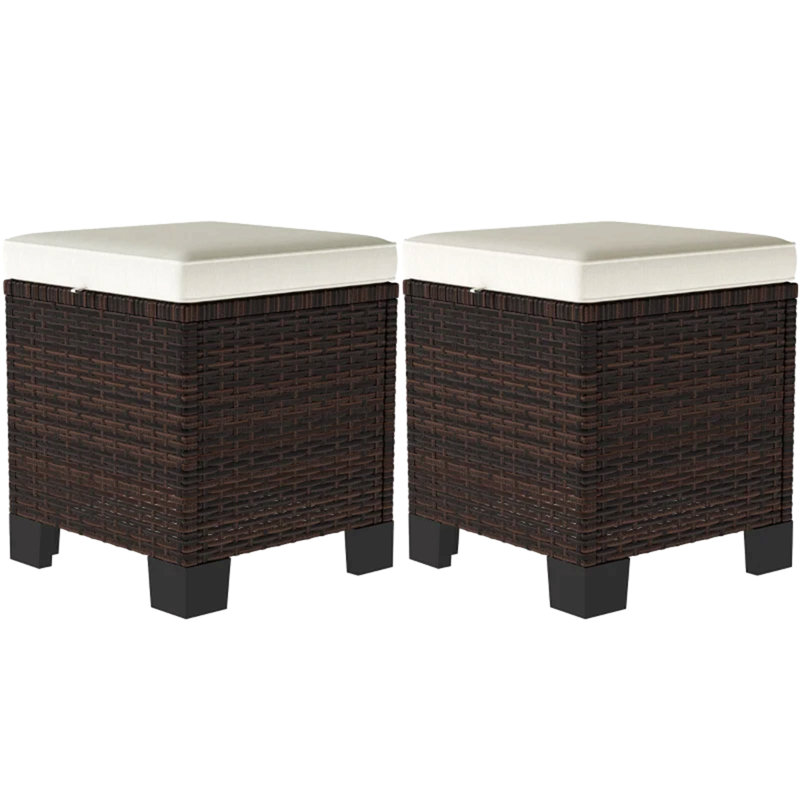 Ensemble de 2 repose-pieds d'extérieur, Beige