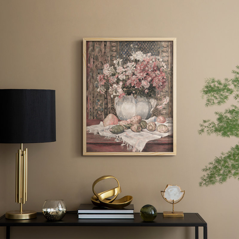 Reproduction florale vintage avec encadrement CCL XXXV - bois massif, Naturel, H 21 po x l 17 po