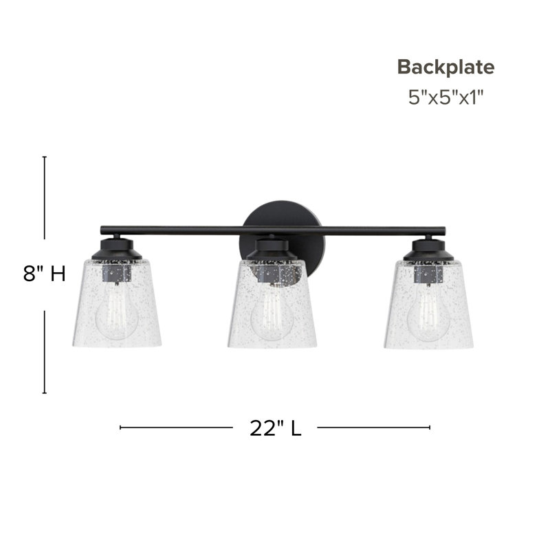 Montford 3-Light 6.25” Wide Vanity Light, Matte Black