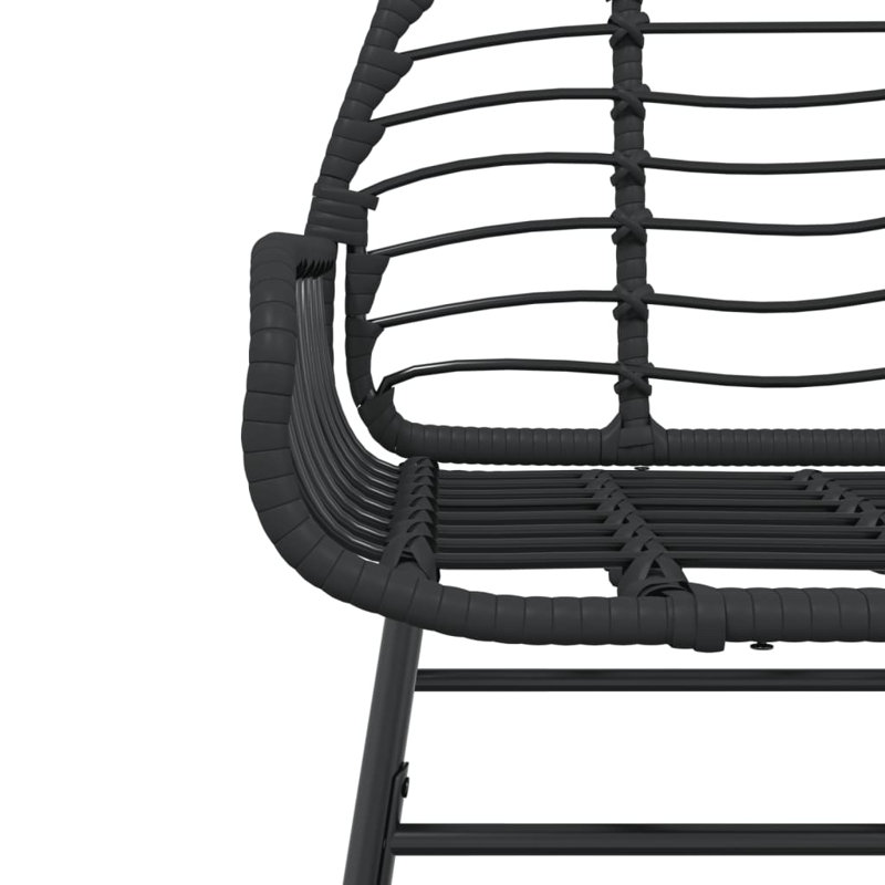  Chaise de jardin en rotin PE noir, acier thermolaqué moyen