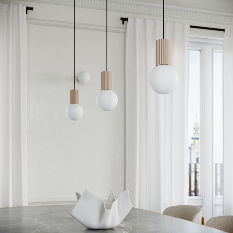 Bernis 3 - Light Brushed Nickel Pendant, Taupe